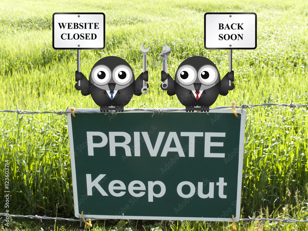 Canvas Prints comical website maintenance closed back soon message