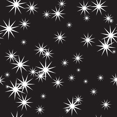 White stars on a black background. Vector Illustration