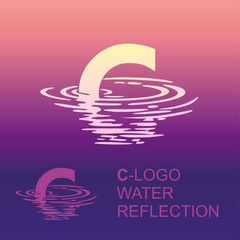 Креативный логотип для фирменного стиля компании: буква c и отражение в воде