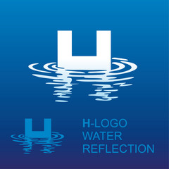 Креативный логотип для фирменного стиля компании: буква h и отражение в воде