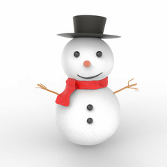smiling snowman on white background