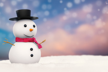 smiling snowman with snowflake