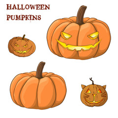 halloween pumpkins set isolated