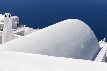 traditional whitewashed Cycladic house in Fira town on Santorini