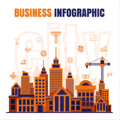 Naklejka premium infographic Business city design vector on black background