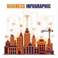 infographic Business city design vector on black background