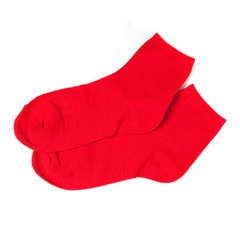 Red Socks Isolated on White