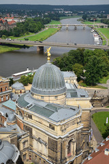 Dresden - Blick über die Kunsakademie zur Elbe
