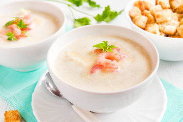 cream soup with shrimps