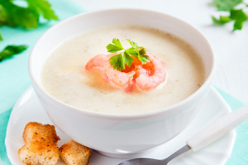 cream soup with shrimps