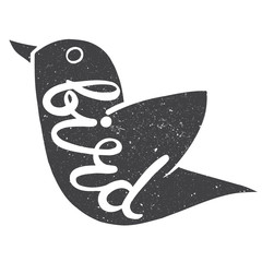 Bird with the inscription on the body.