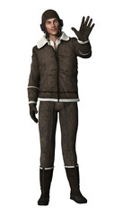 3D Rendering Vintage Aviator on White