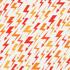 Orange, red and yellow lightnings seamless pattern