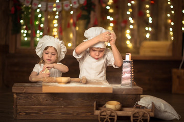 brother and sister baked, the dough is rolled out, the concept o