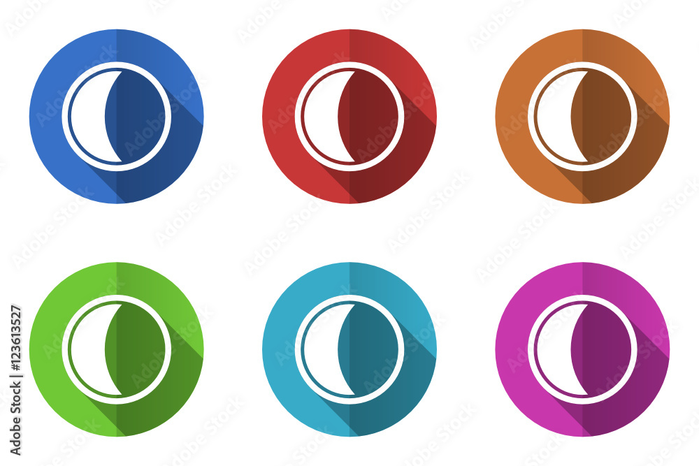 Poster flat design colorful moon vector icons