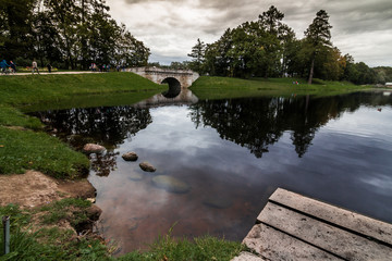 Karpin bridge in Gatchina park/ Karpin bridge in Gatchina park, Leningrad region, Russia