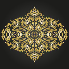 Oriental vector golden pattern with arabesques and floral elements. Traditional classic ornament