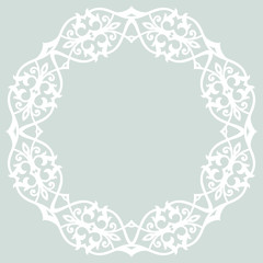 Elegant vector white round ornament in classic style. Abstract traditional pattern with oriental elements