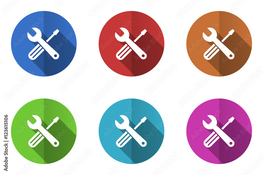 Aufkleber flat design colorful tool vector icons