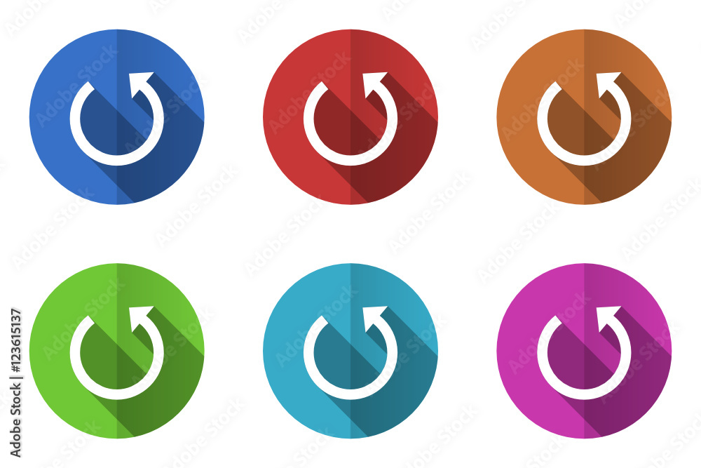 Aufkleber Flat design colorful web rotate vector icons. Round  reload symbols.