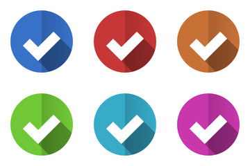 Flat design colorful check vector icons