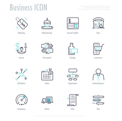 Business activity icon set. enterprise resource planning process - obrazy, fototapety, plakaty