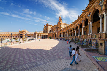 Obraz premium Architectural Complex of Plaza de Espana in Sevilla, Andalusia province, Spain.