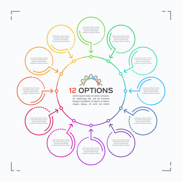 Minimal Style Circle Infographic Template With 12 Options