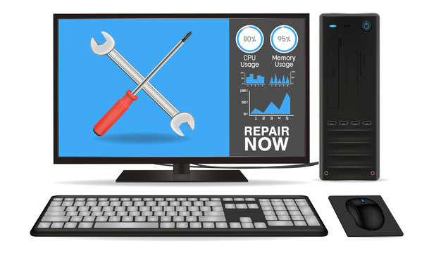 desktop computer with repair application