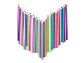 colored pencils on white background