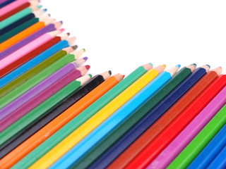 colored pencils on white background