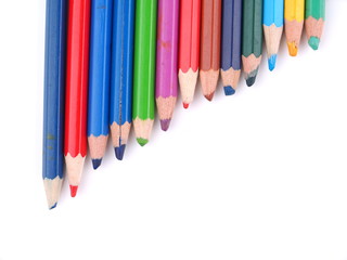 colored pencils on white background
