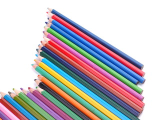 colored pencils on white background