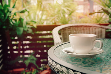 espresso coffee in the garden