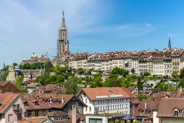 Deurstickers View of Bern in a spring day in Switzerland. In 1983, the historic old town in the centre of Bern became a UNESCO World Heritage Site. © Val Traveller