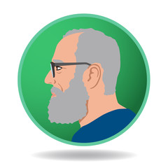 senior people profile icon, avatar icon, aged person face viewed from side