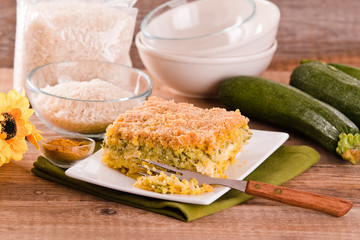 Rice timbale with zucchini. 