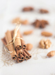 Different spices and nuts for Christmas