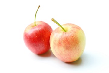 Two crap apples on white