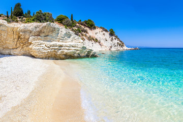 Beautiful lonely beach on Zakynthos Island, Greece - 123620777