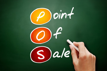 Hand drawn POS - Point of Sale, acronym business concept on blackboard