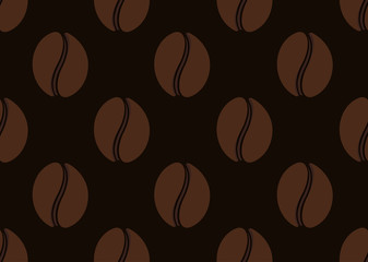 Isolated abstract coffee beans seamless texture Morning drink background. Cafe wallpaper interior design. Vector coffee illustration. Energetic beverage backdrop. Latte, espresso,americano sign.
