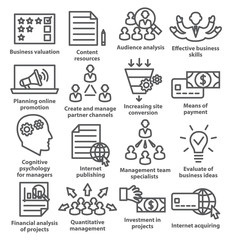 Business management icons in line style. Pack 09.