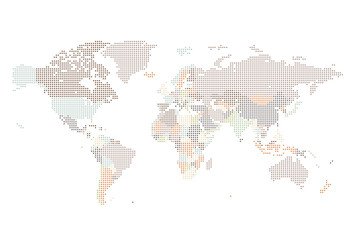 Fototapeta na wymiar Dotted World map of square dots