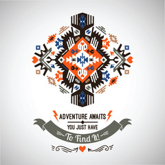 Vector colorful decorative element on native ethnic style