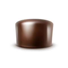 Realistic Dark Black Bitter Chocolate Candy Isolated on White Background