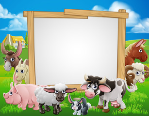 Farm Animals Cartoon Sign