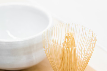 A chasen - special bamboo matcha tea whisk.

