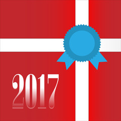 Merry Christmas and Happy New Year 2017 text with Gift box desig