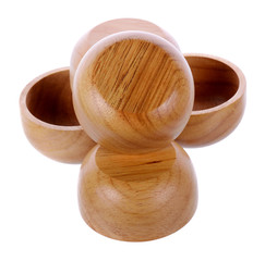 Wooden bowl on white background